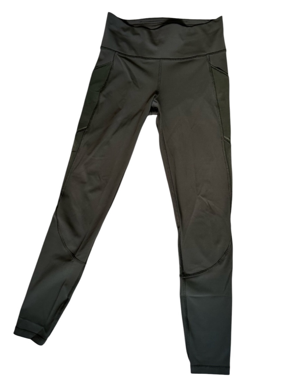 Lululemon Pace Rival Leggings Size 6 Olive Green Full Length Hi-Rise Mesh Panels